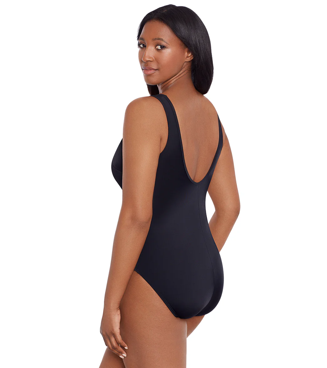 Longitude Women's Night Gala Mesh High Neck Long Torso One Piece Swimsuit - Image 2