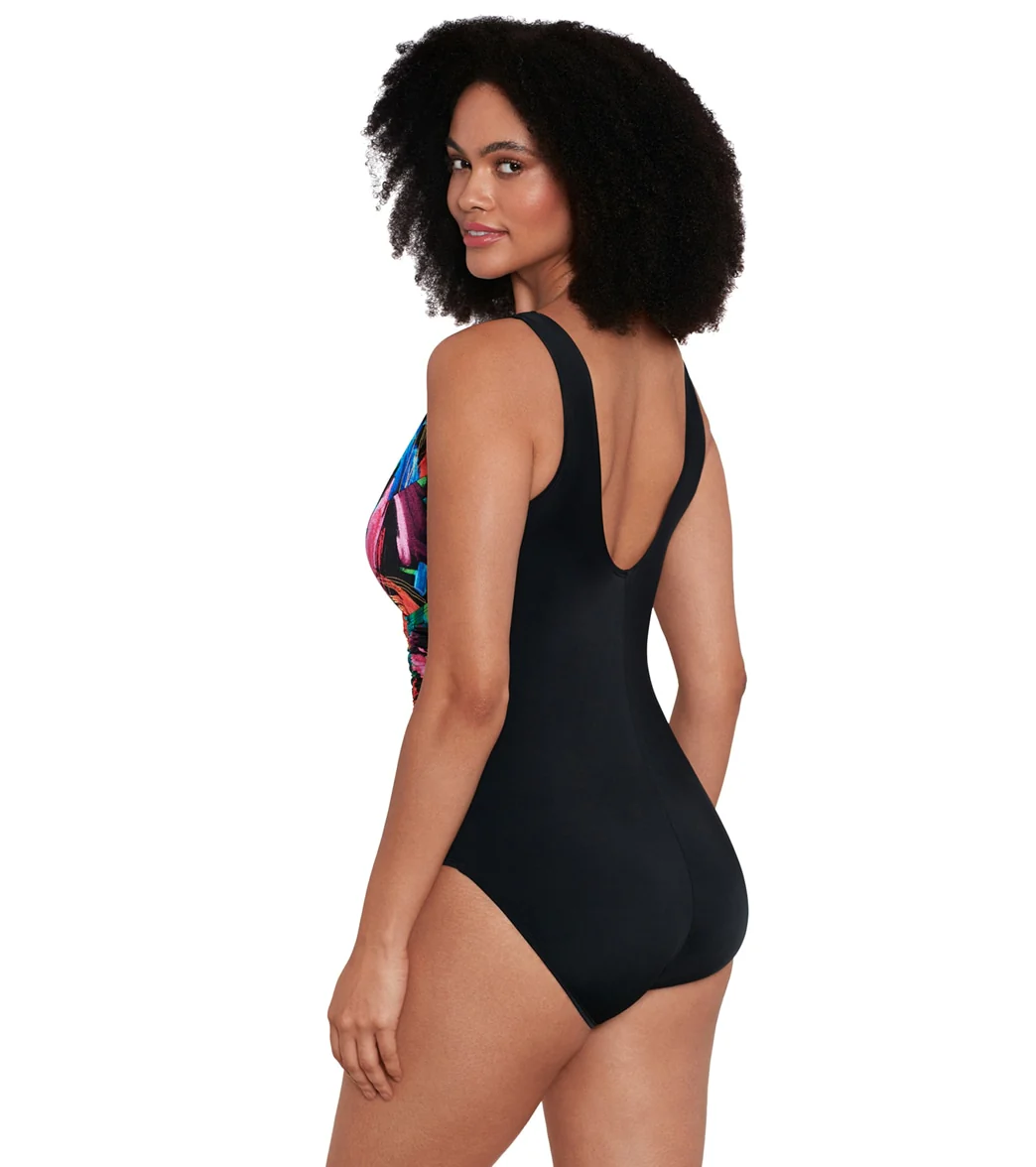 Longitude Women's Side Swipe Ruffle Surplice Long Torso One Piece Swimsuit - Image 2
