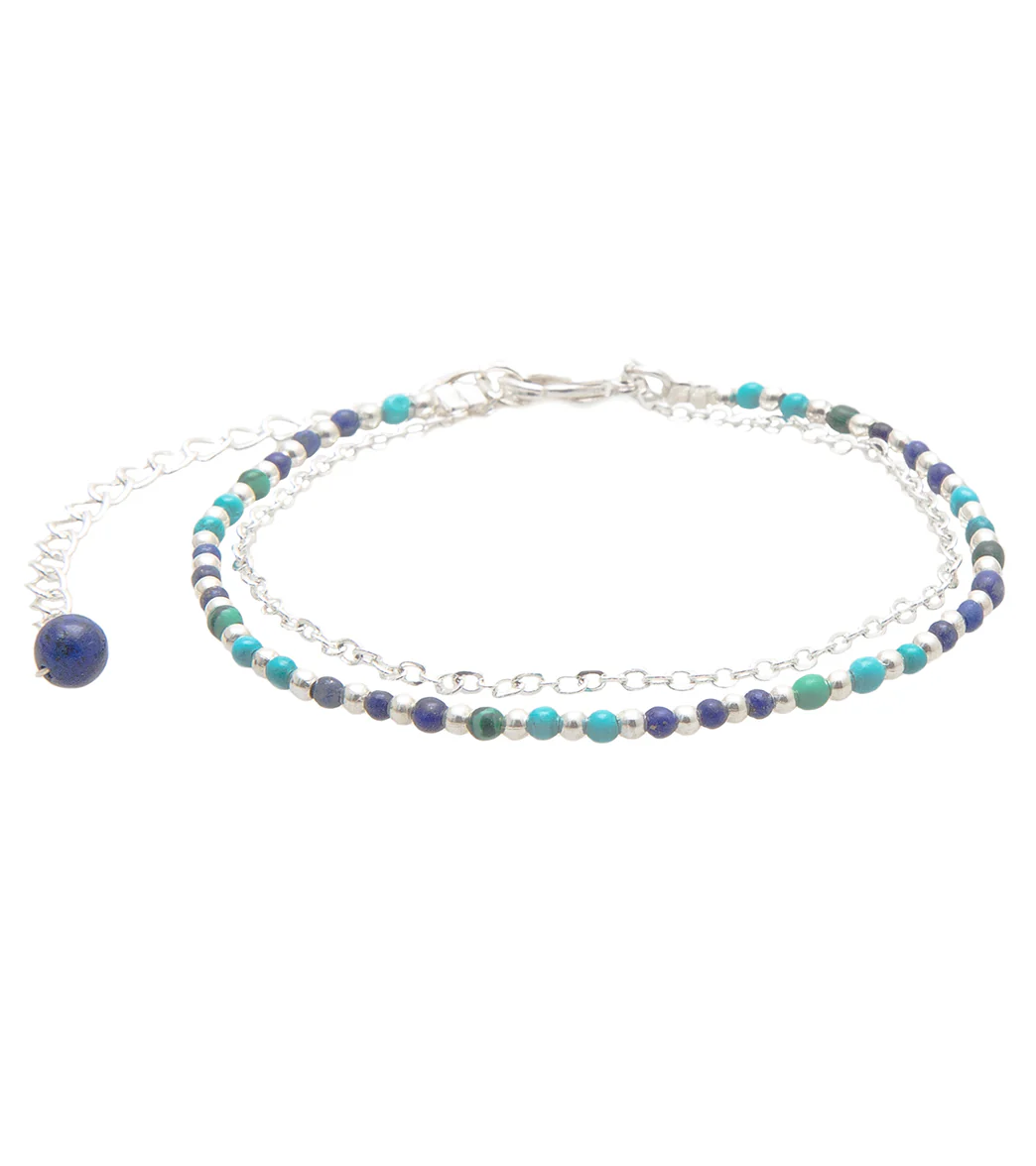 Lotus and Luna Enlightment + Wisdom Turquoise Lapis Lazuli Healing Bracelet - Image 7