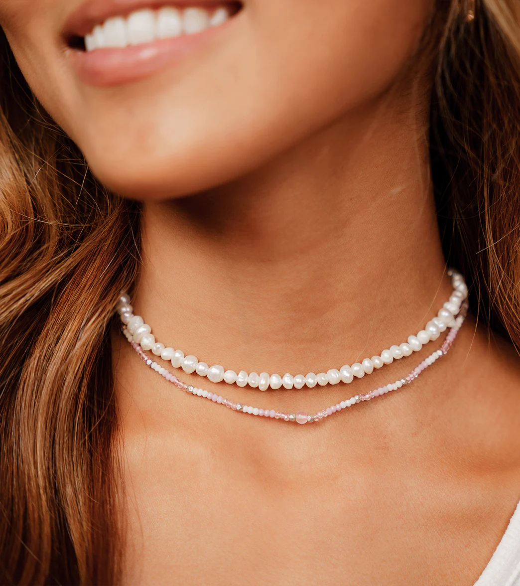 Lotus and Luna "Love is My Guide" Rose Quartz Goddess Necklace - Image 2