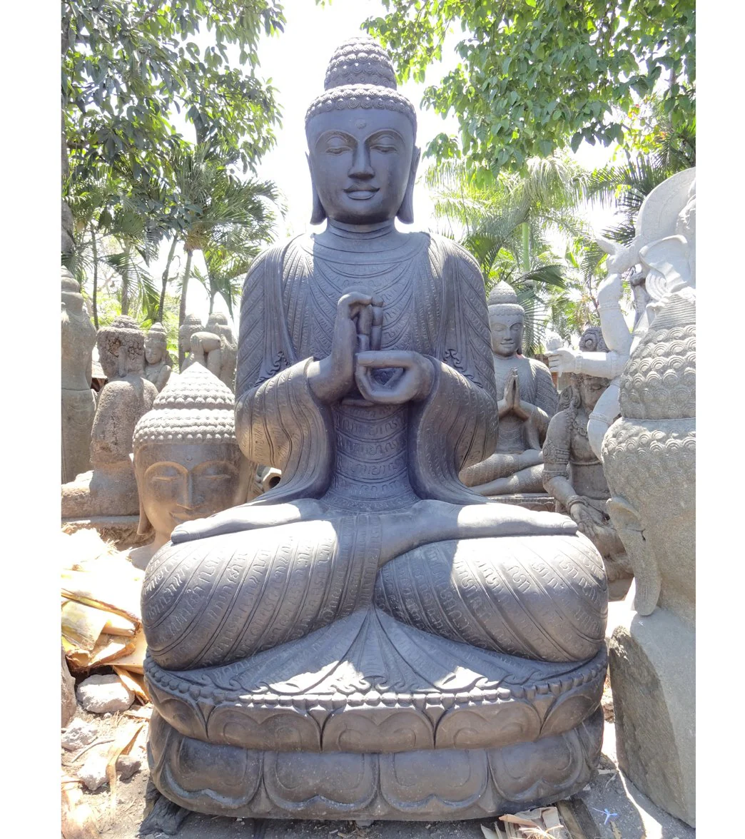 Lotus Sculpture Amitaba Buddha in Dharmachakra Mudra 94"