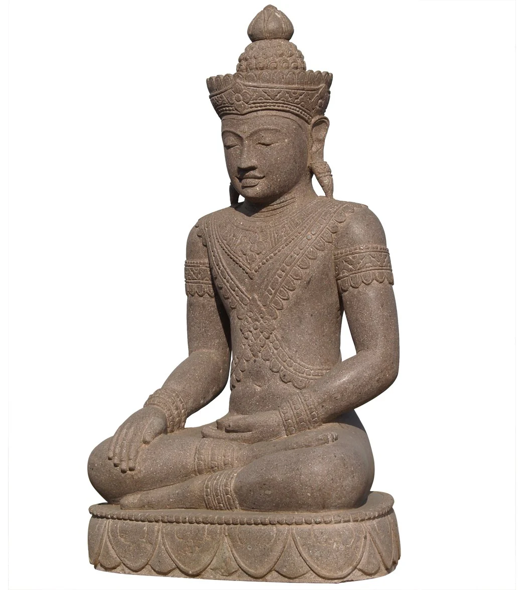 Lotus Sculpture Stone Kashmiri Style Buddha 40" - Image 2