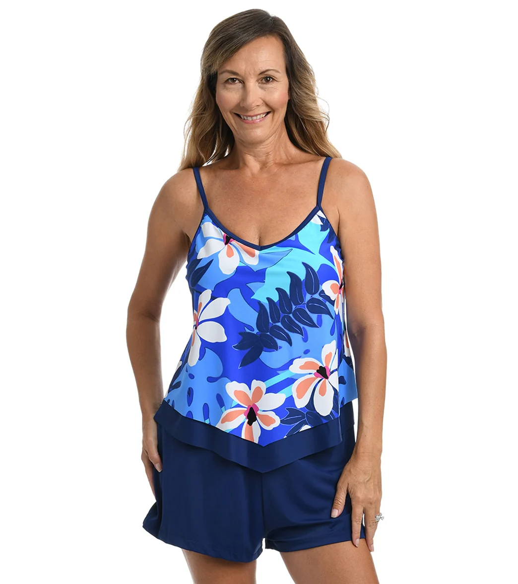 Maxine Women's Aloha Orchid Flutter Tankini Top - Image 5