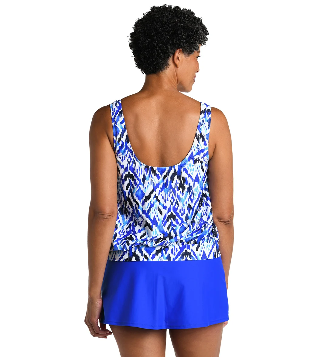 Maxine Women's Global Groove Banded Scoop Blouson Tankini Top - Image 2