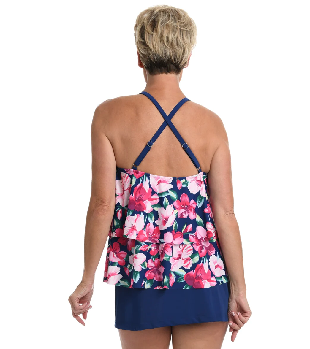Maxine Women's Hana Hibiscus High Neck Ruffle Tankini Top - Image 2