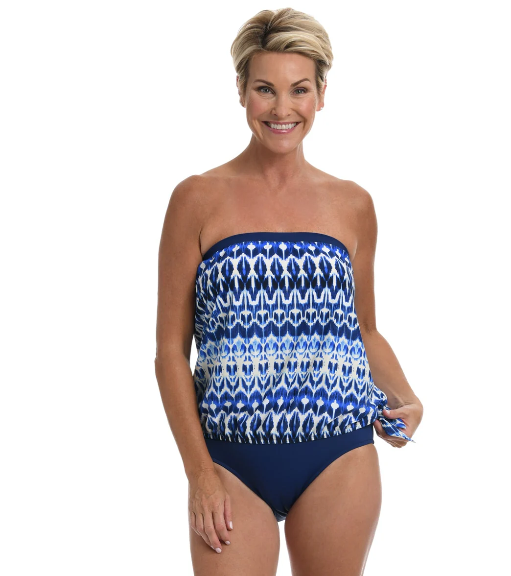 Maxine Women's Ikat Isle Bandeau Blouson Tankini Top - Image 3