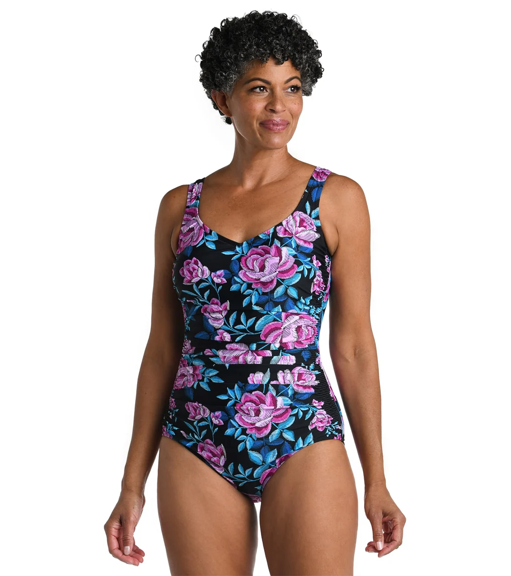 Maxine Women's Midnight Orchid Over The Shoulder One Piece Swimsuit - Image 11