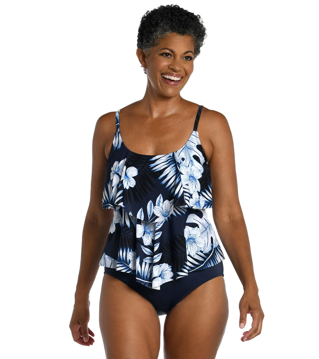 Maxine Women's Moonlight Tropics Double Tiered Tankini Top - Image 4