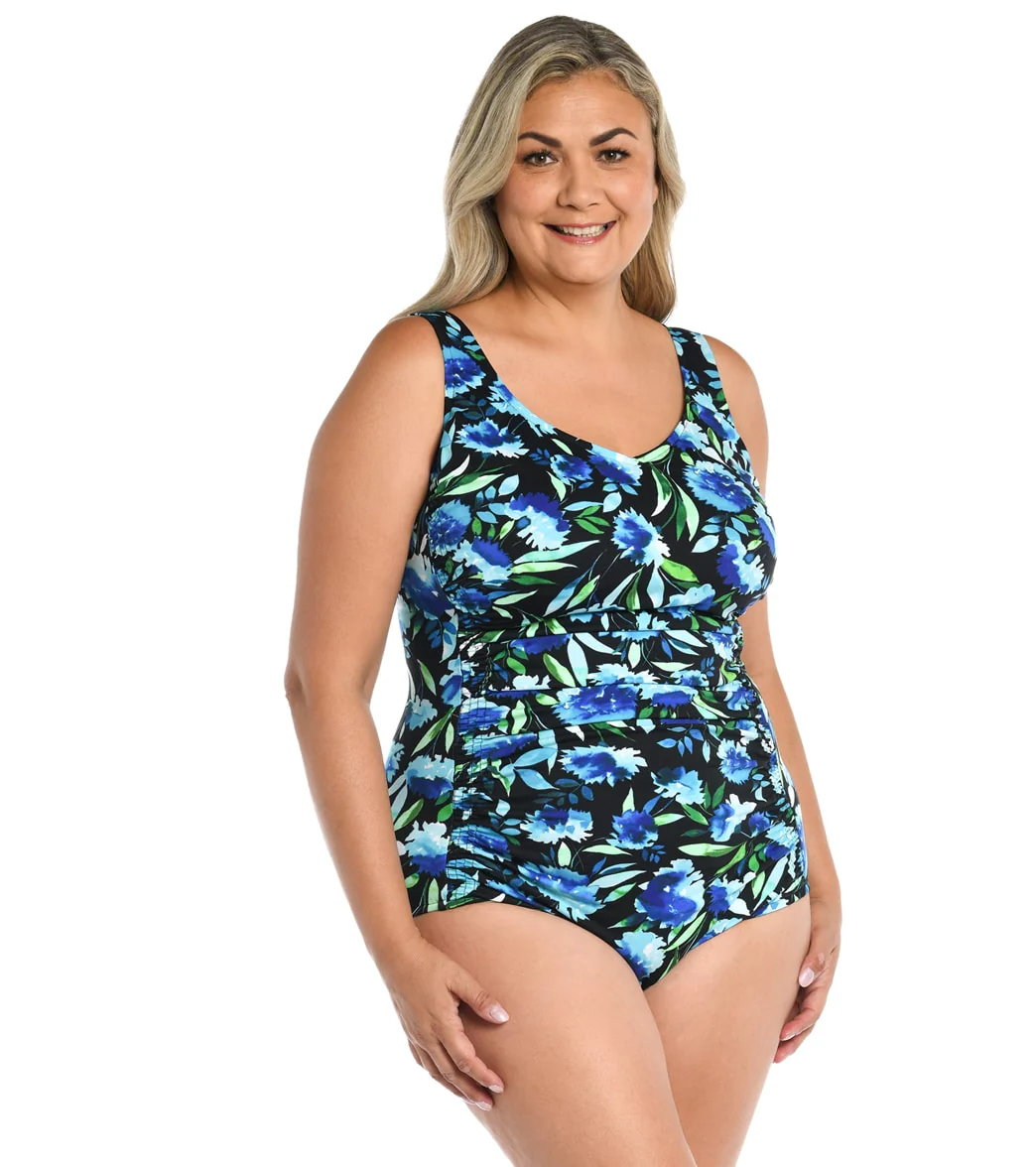 Maxine Women's Plus Size Dandelion Fields Spa Over the Shoulder One Piece Swimsuit - Image 5