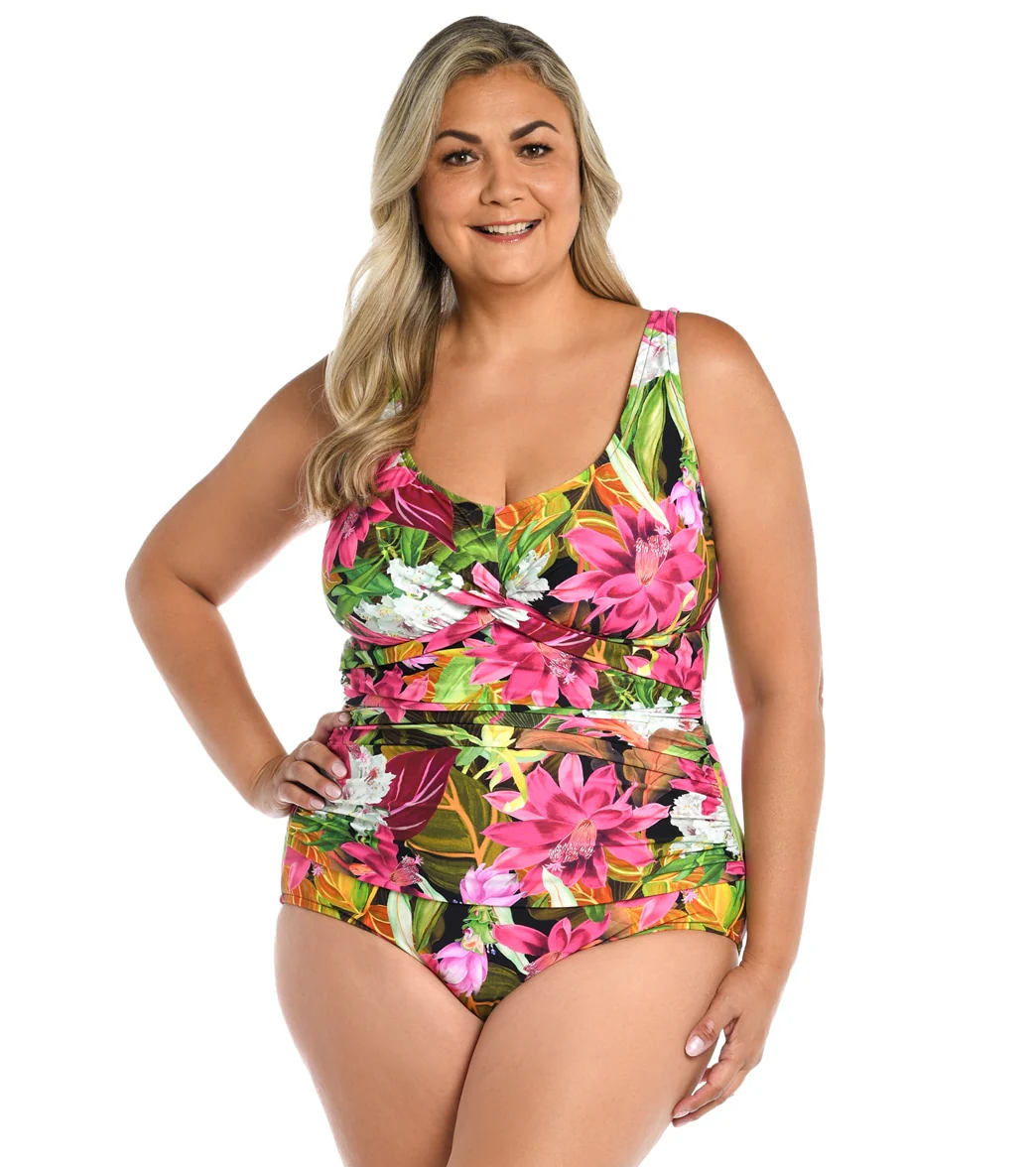 Maxine Women's Plus Size Exotic Jungle Twist Front One Piece Swimsuit - Image 4