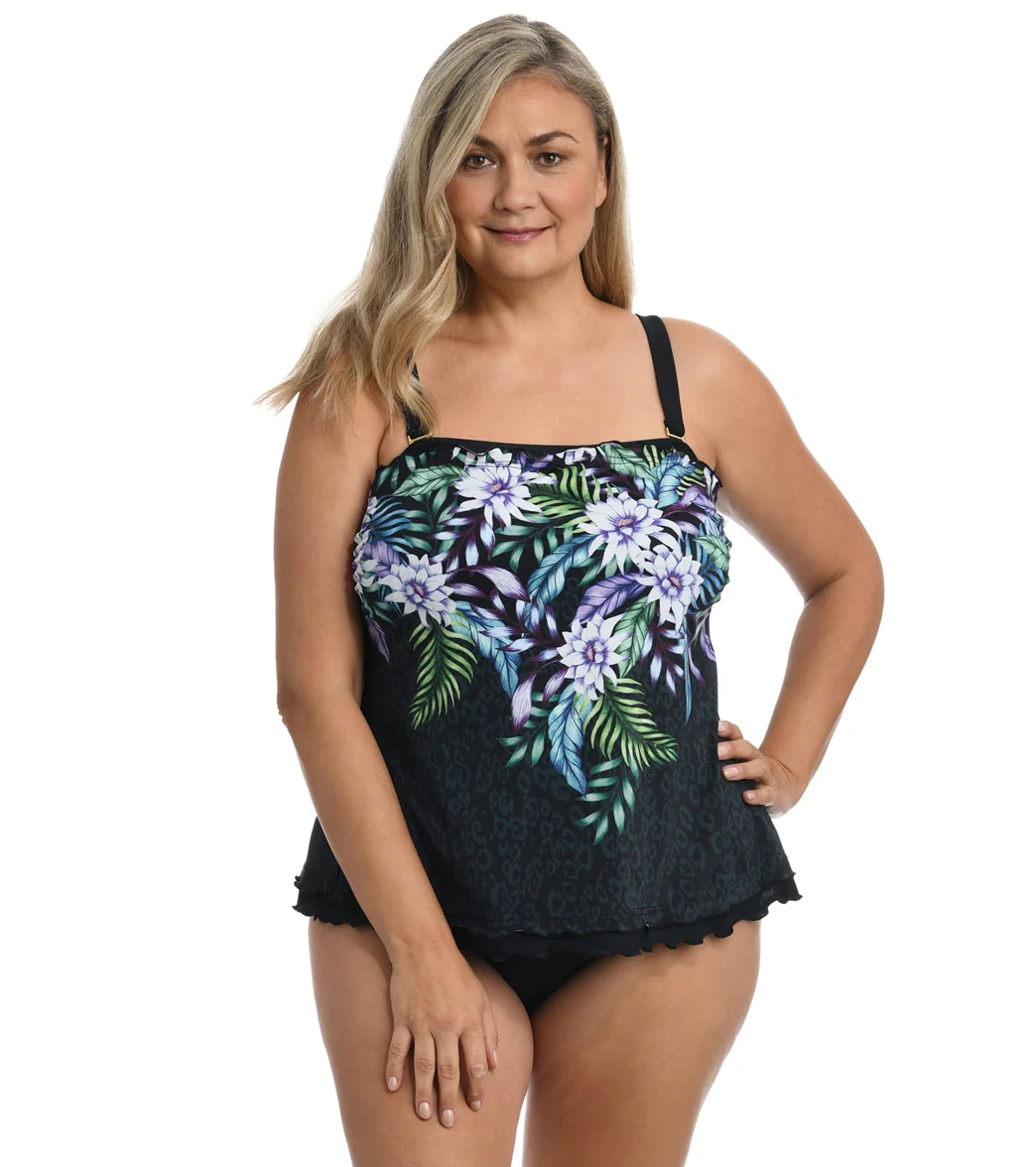 Maxine Women's Plus Size Fiji Floral Ruffle Tankini Top - Image 5