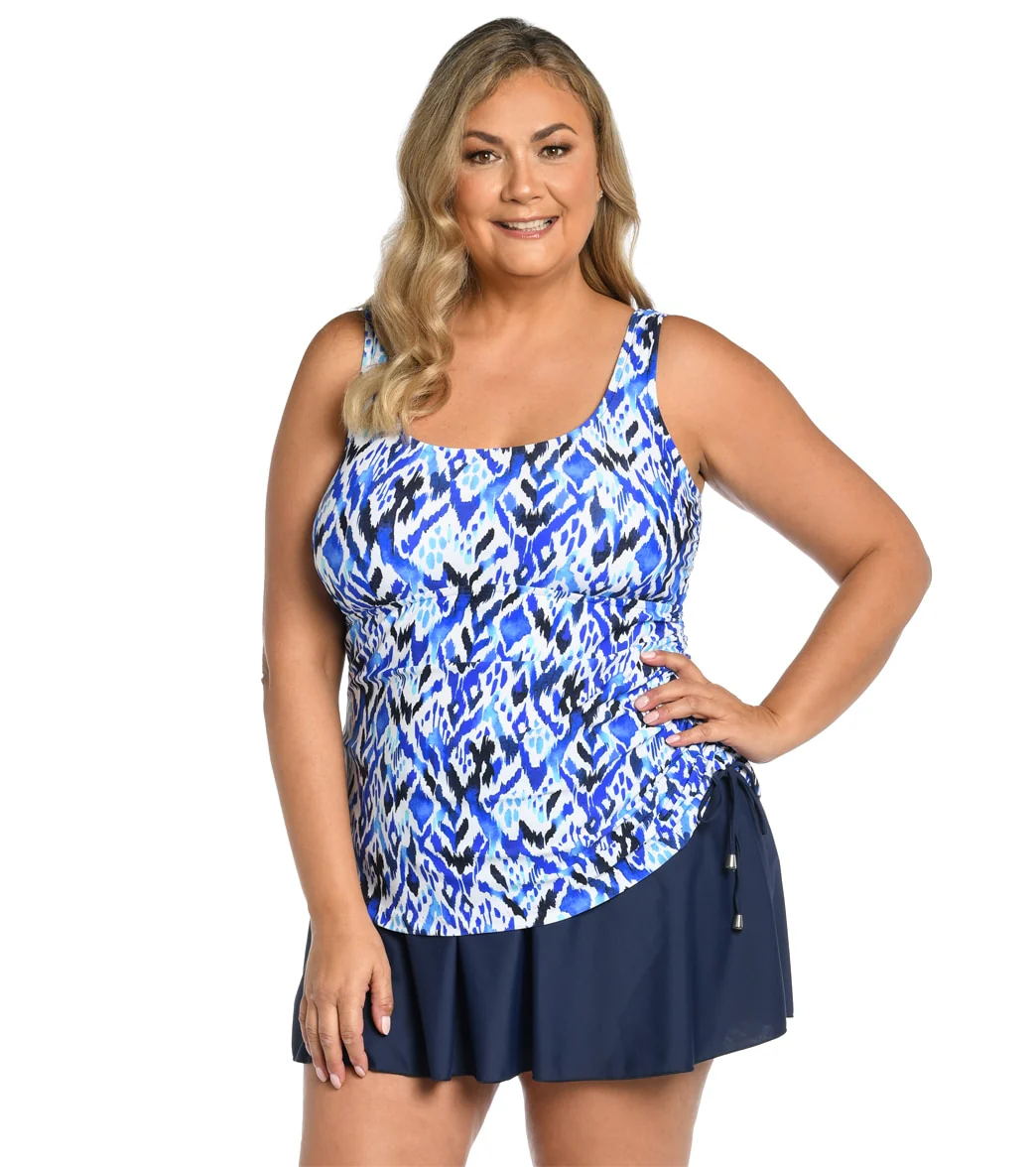 Maxine Women's Plus Size Global Groove Adjustable Tank Swim Dress - Image 2