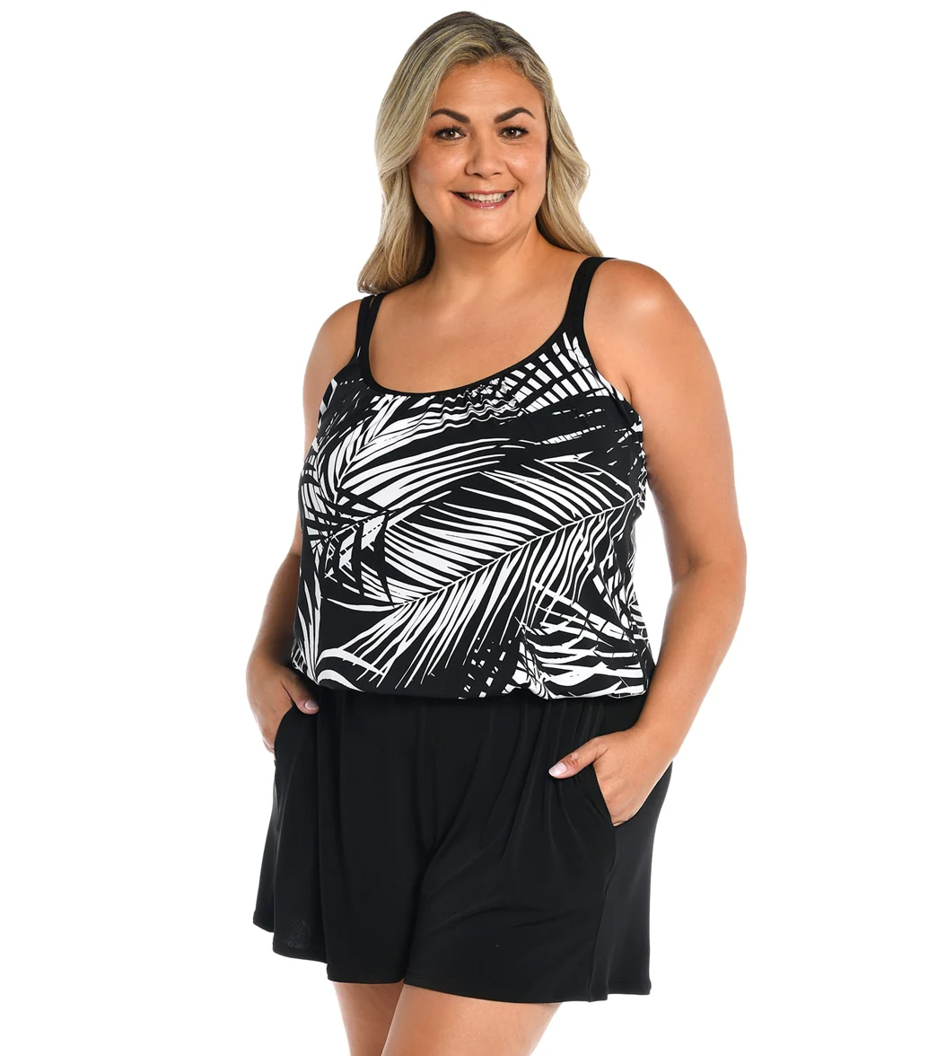 Maxine Women's Plus Size Shadow Palms Swim Romper - Image 5