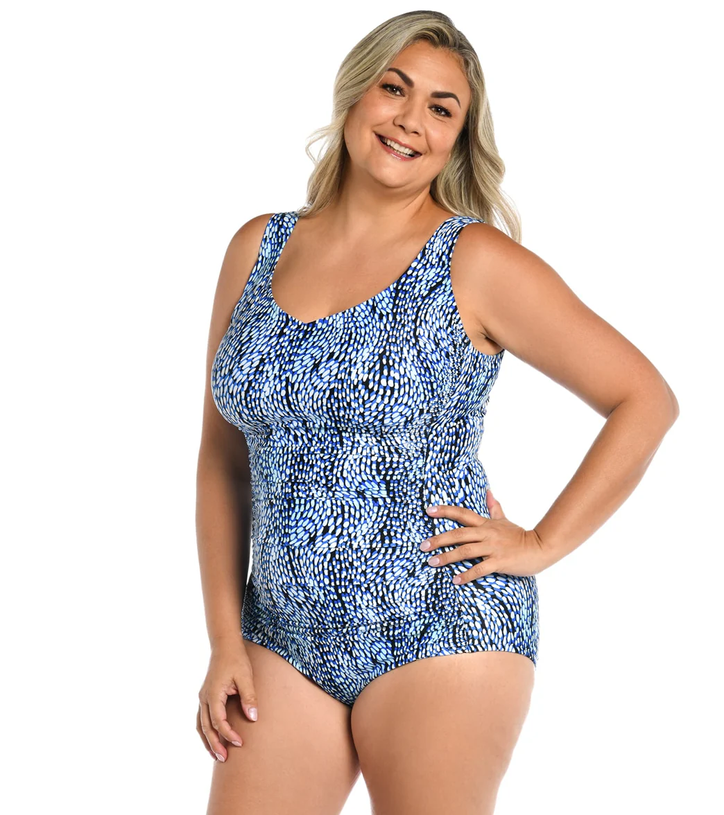 Maxine Women's Plus Size Tidal Wave Over the Shoulder One Piece Swimsuit - Image 5