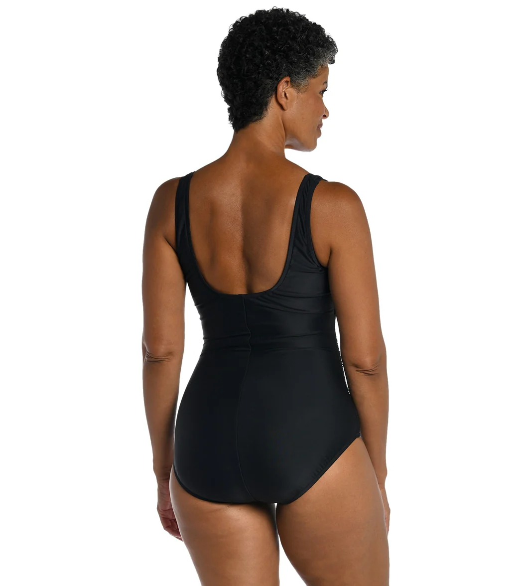 Maxine Women's Solid Over The Shoulder One Piece Swimsuit - Image 6