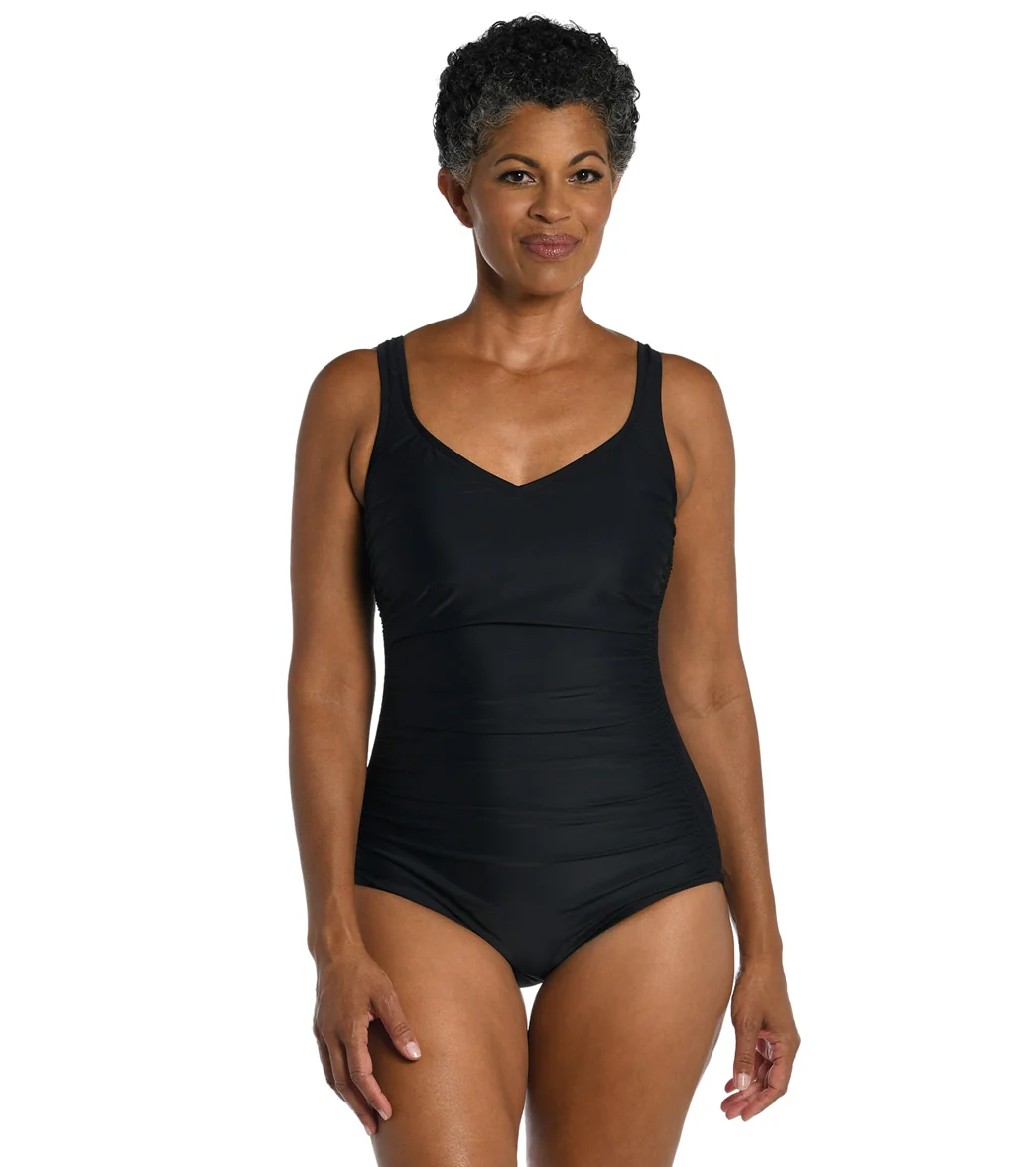 Maxine Women's Solid Over The Shoulder One Piece Swimsuit - Image 8
