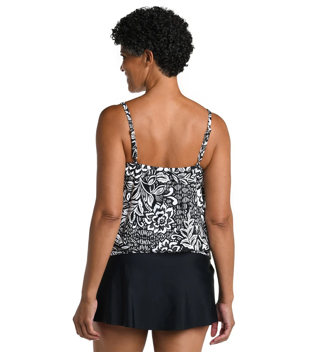 Maxine Women's Tahitian Trible Floral Blouson Tankini Top - Image 2