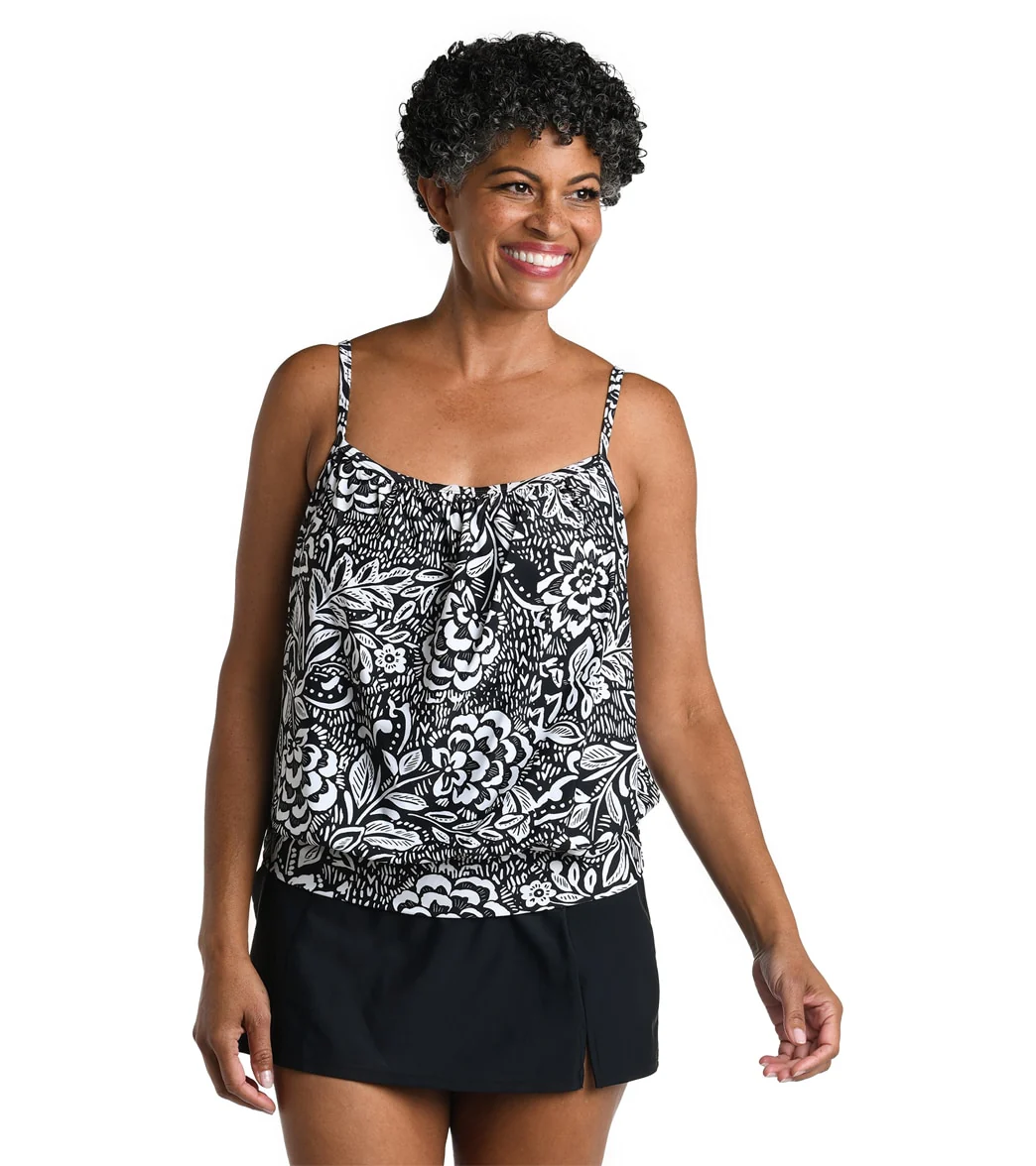 Maxine Women's Tahitian Trible Floral Blouson Tankini Top - Image 5