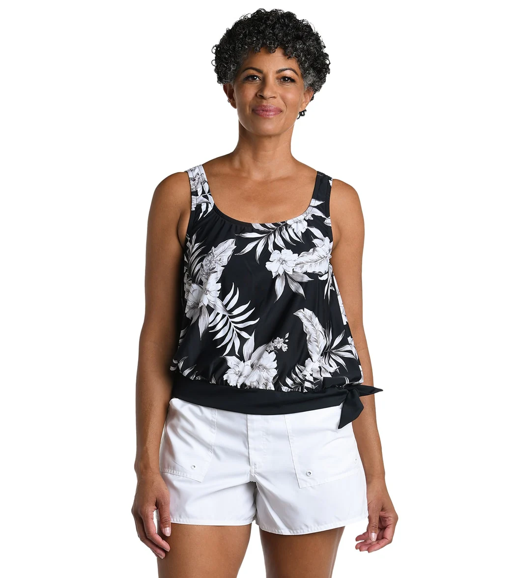 Maxine Women's Tropic Paradise Banded Scoop Blouson Tankini Top - Image 6