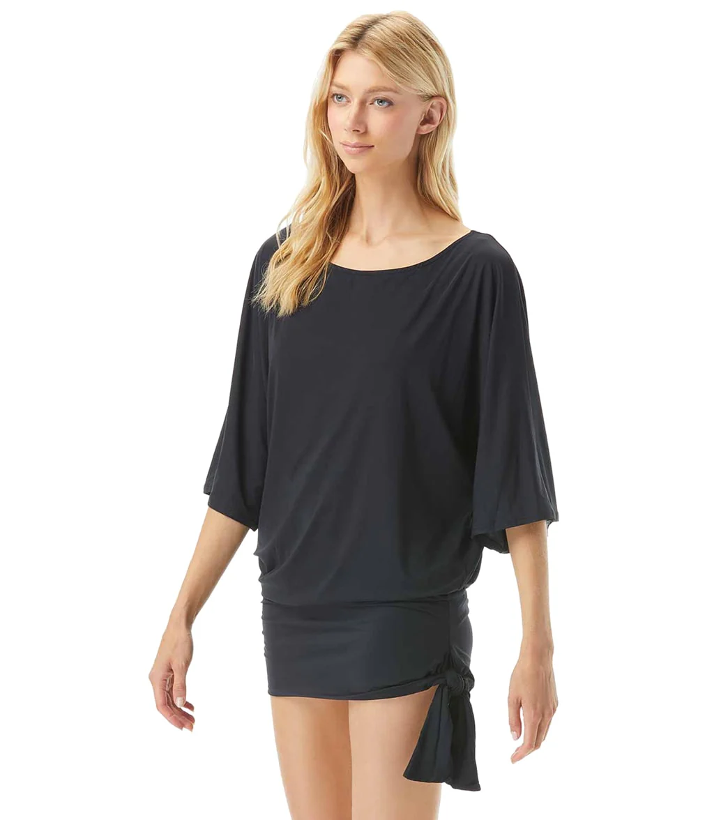 Michael Kors Women's Iconic Solid Side Tie Cover Up Dress - Image 4