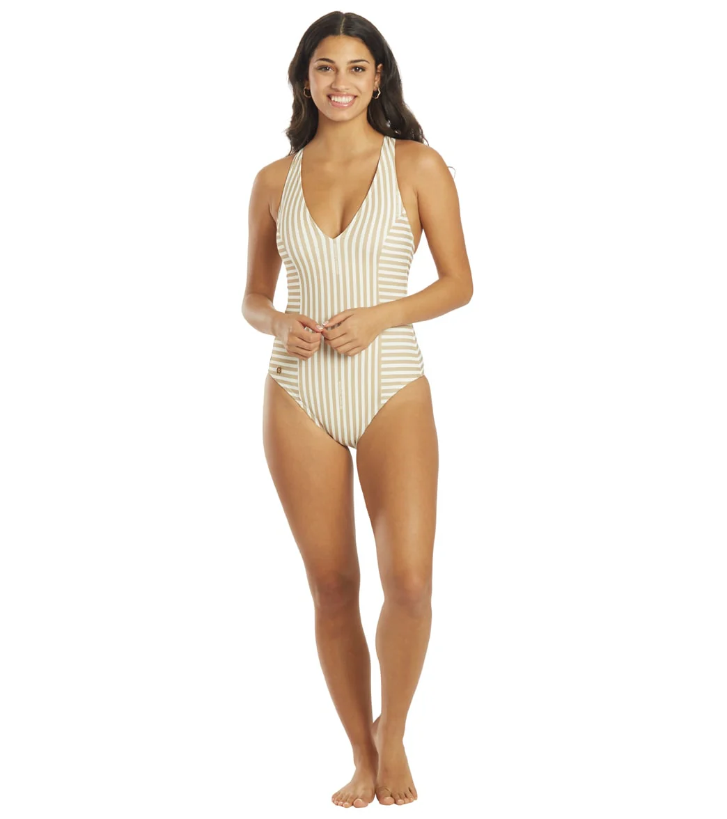 Michael Kors Women's Logo Stripe V Neck One Piece Swimsuit - Image 11