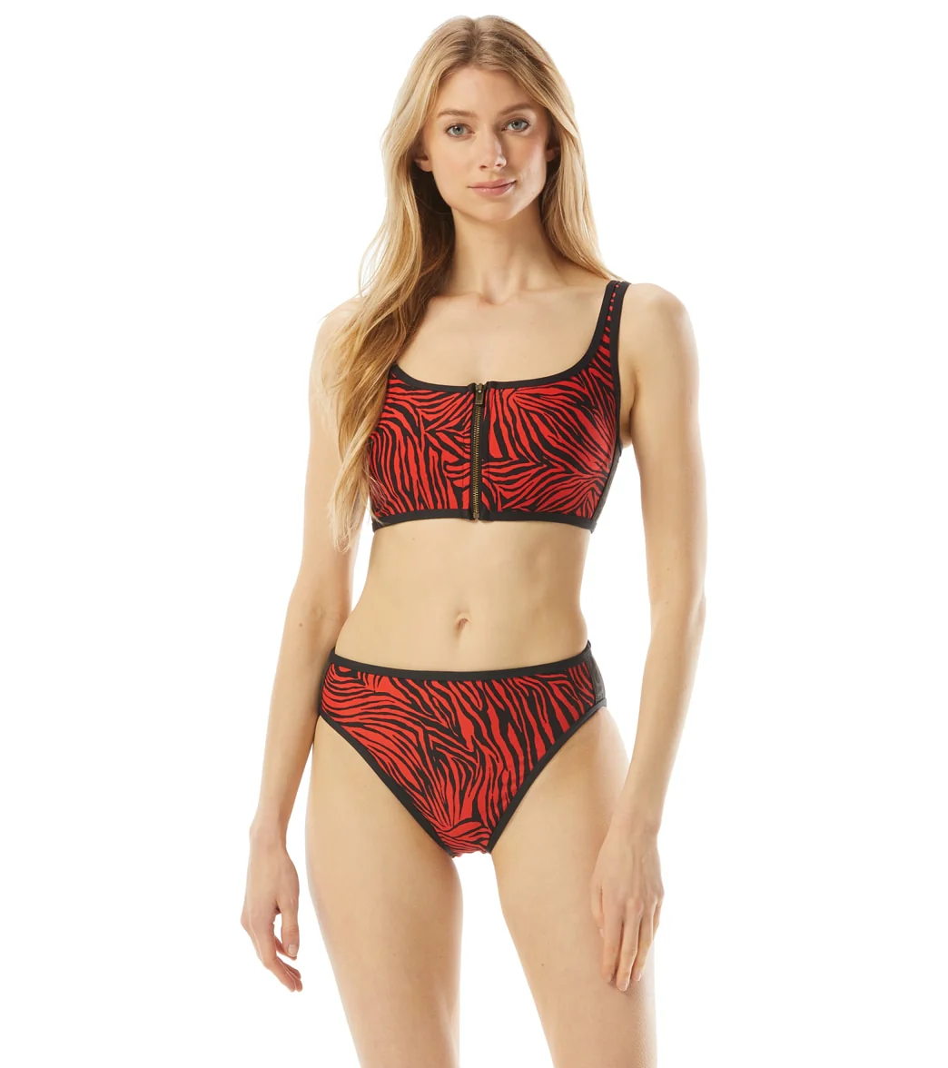 Michael Kors Women's Zebra Zip Front Bikini Top - Image 3