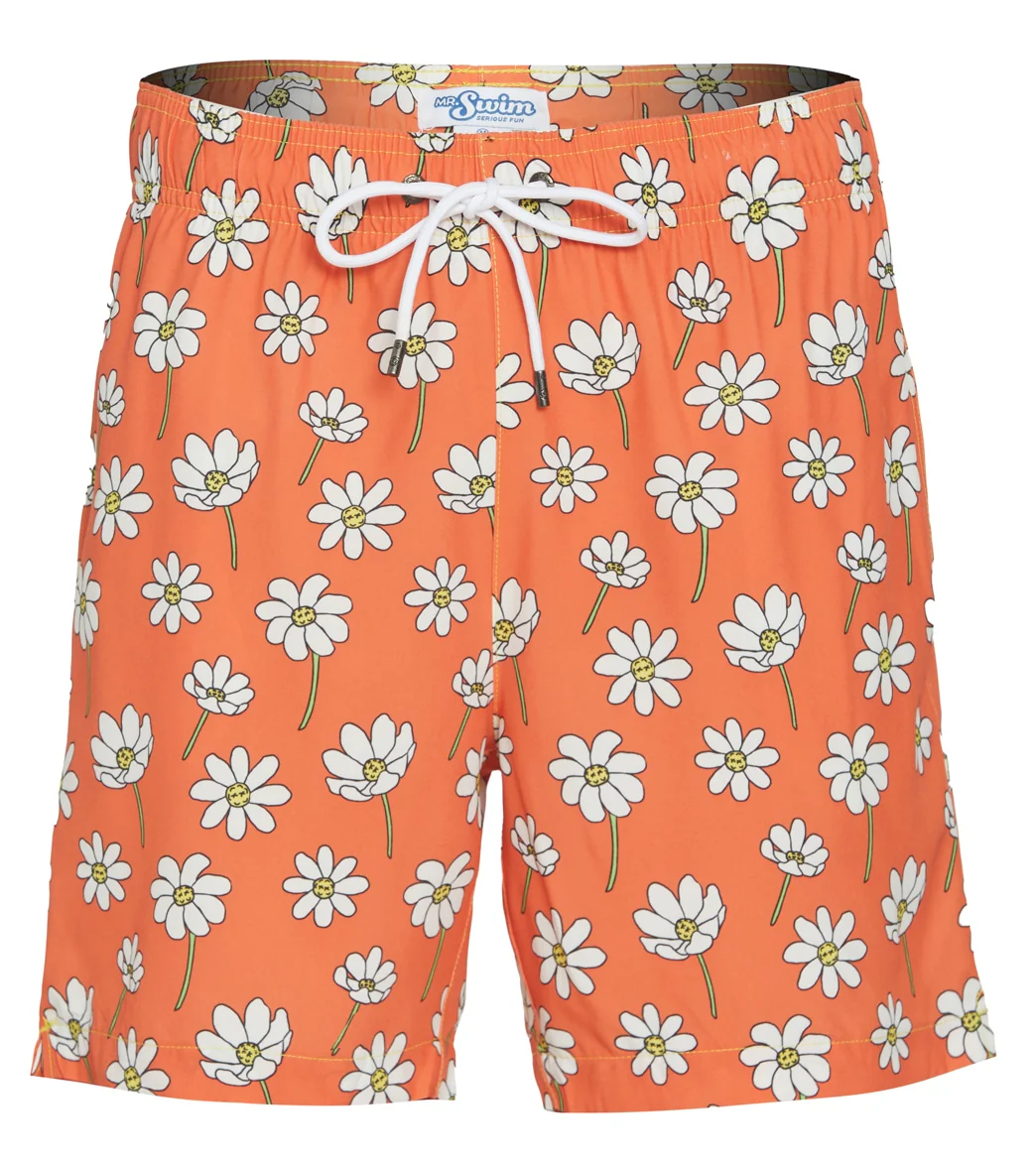 Mr.Swim Men's Scattered Daisies Swim Trunks