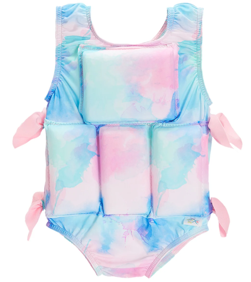 My Pool Pal Girl's Pastel Paint Splatter Floatation Swimsuit - Image 5