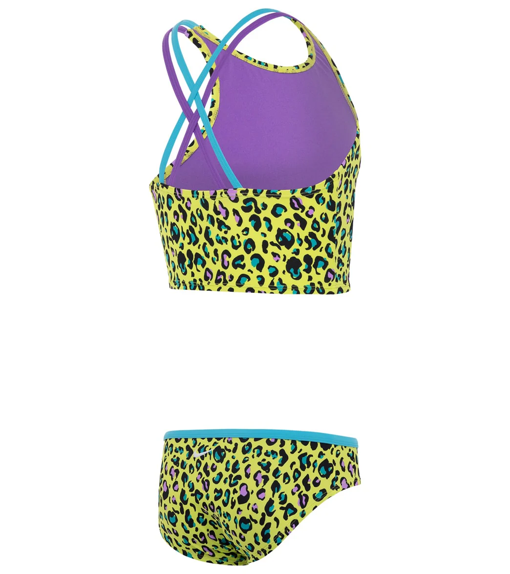 Nike Girls' Cheetah Two Piece Mid Bikini Set (Big Kid) - Image 6
