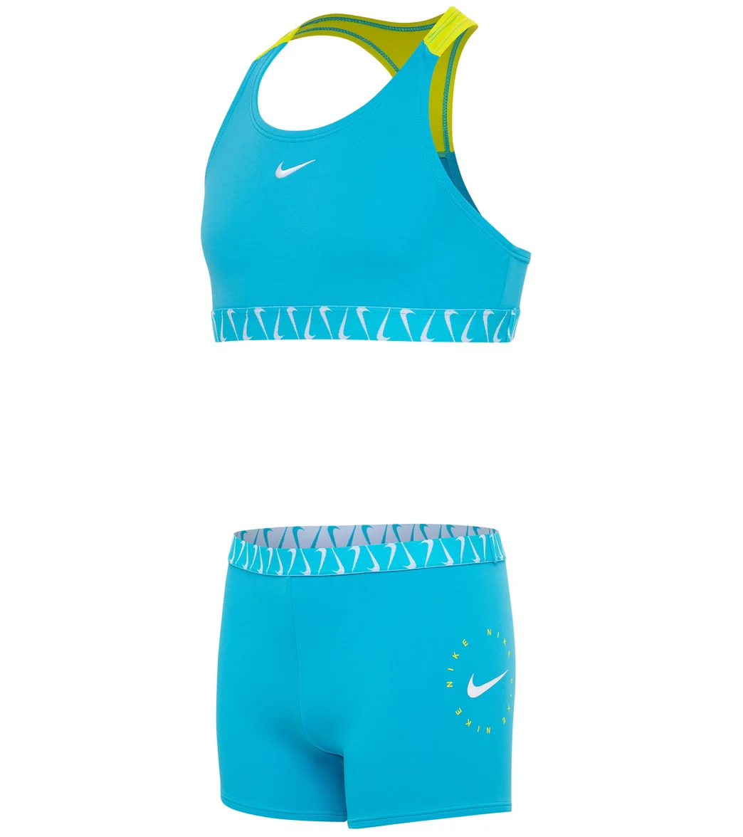Nike Girls' Logo Tape Crossback Sport Two Piece Bikini Set (Big Kid)