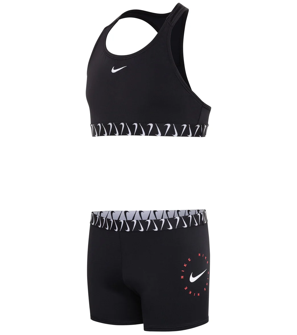 Nike Girls' Logo Tape Crossback Sport Two Piece Bikini Set (Big Kid) - Image 9