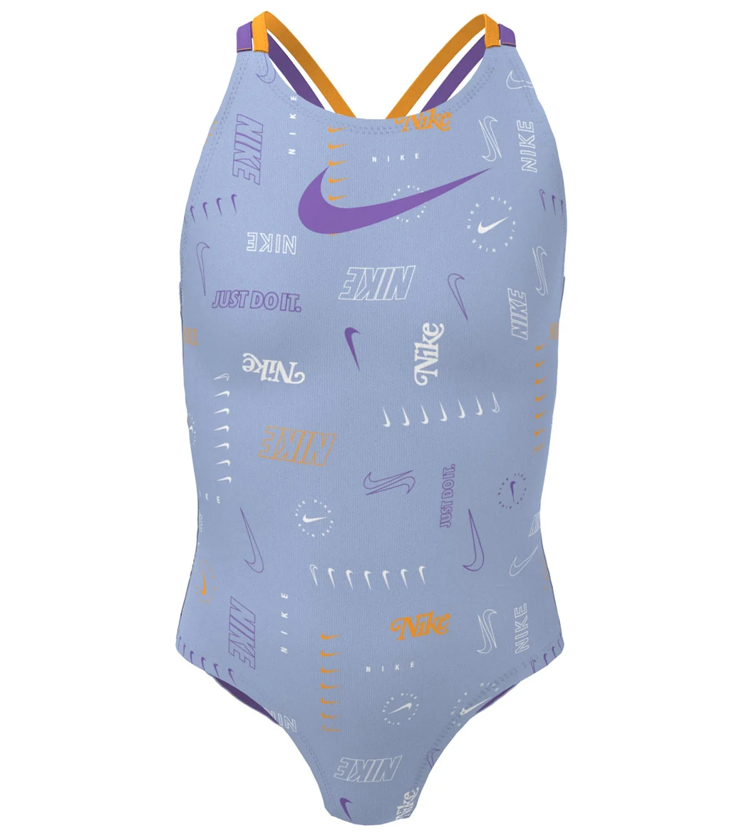 Nike Girls' Logo Toss Spiderback One Piece Swimsuit (Big Kid)
