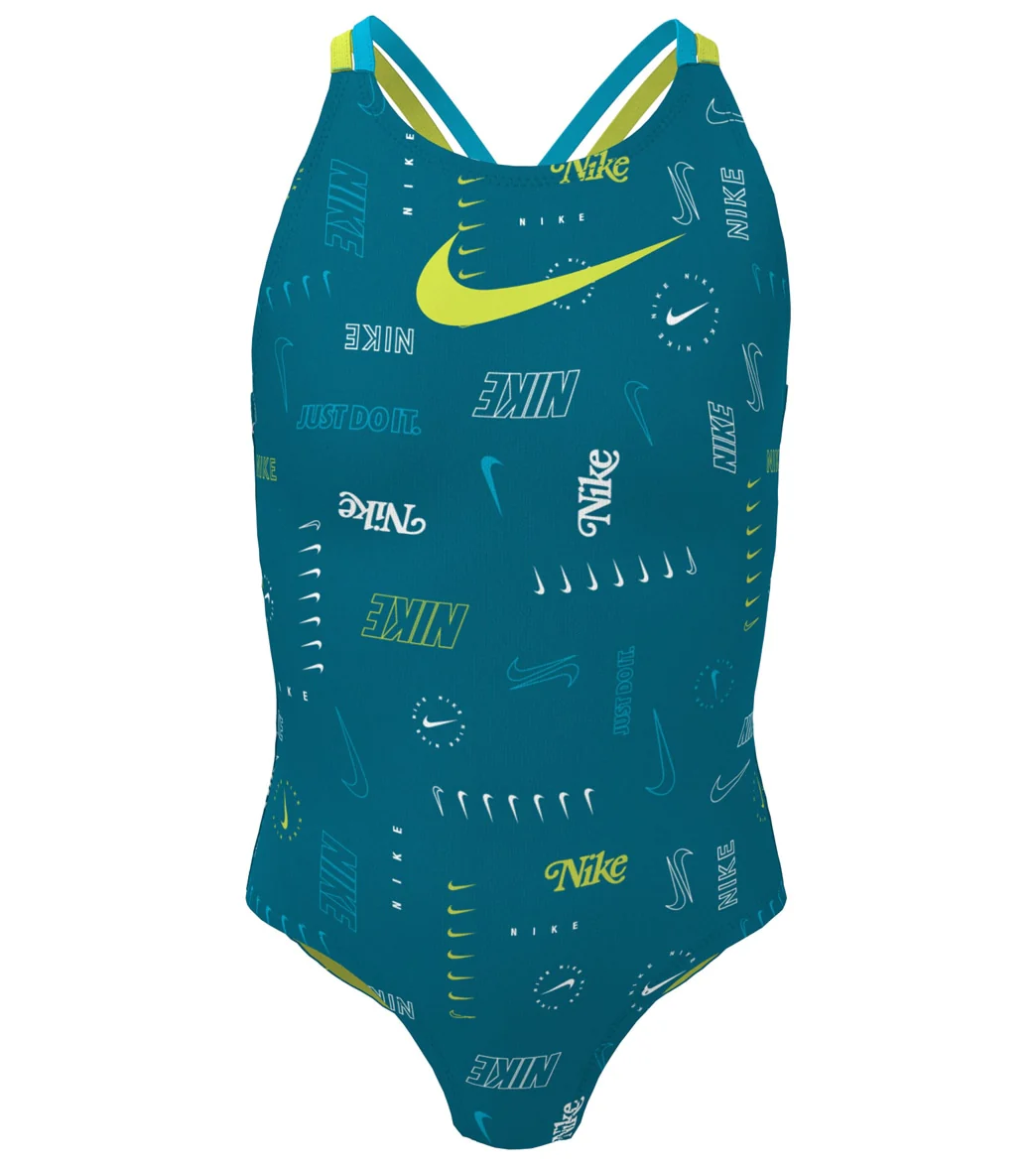 Nike Girls' Logo Toss Spiderback One Piece Swimsuit (Big Kid) - Image 10