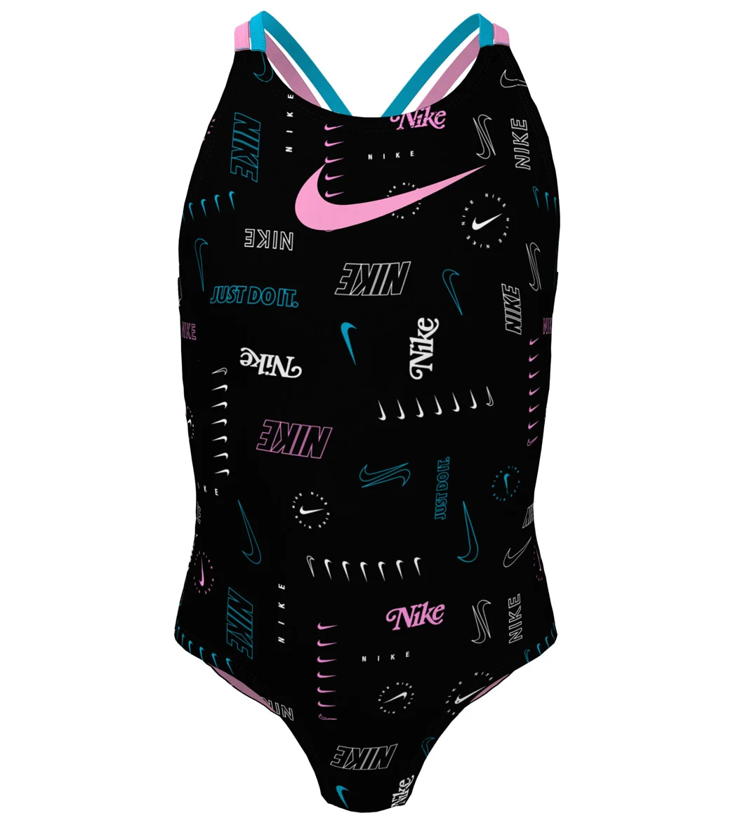 Nike Girls' Logo Toss Spiderback One Piece Swimsuit (Big Kid) - Image 11