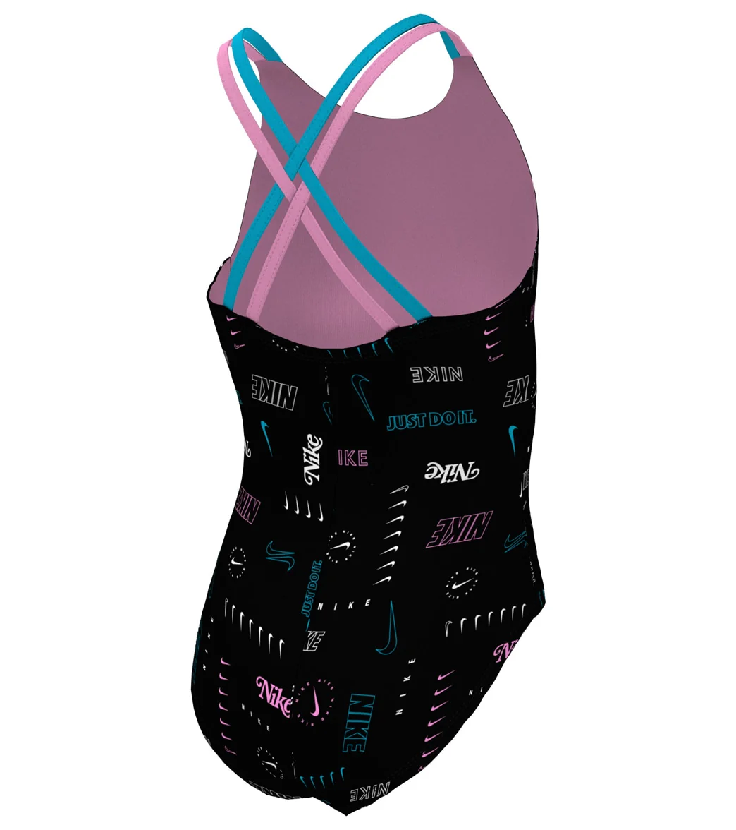 Nike Girls' Logo Toss Spiderback One Piece Swimsuit (Big Kid) - Image 13