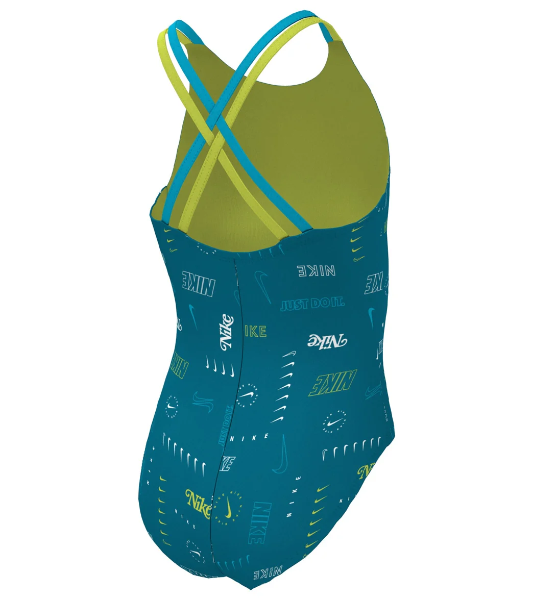 Nike Girls' Logo Toss Spiderback One Piece Swimsuit (Big Kid) - Image 8