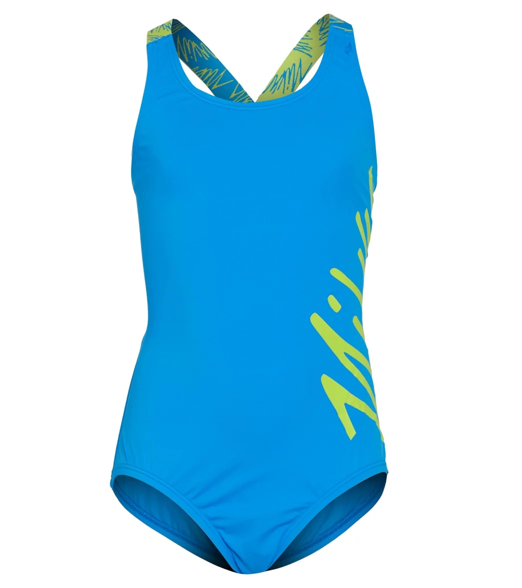 Nike Girls' Script Logo Crossback One Piece Swimsuit (Big Kid) - Image 5