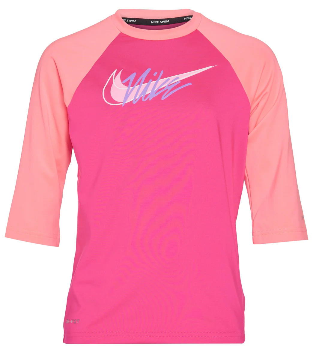 Nike Girls' Script Logo Half Sleeve Hydroguard (Big Kid) - Image 4