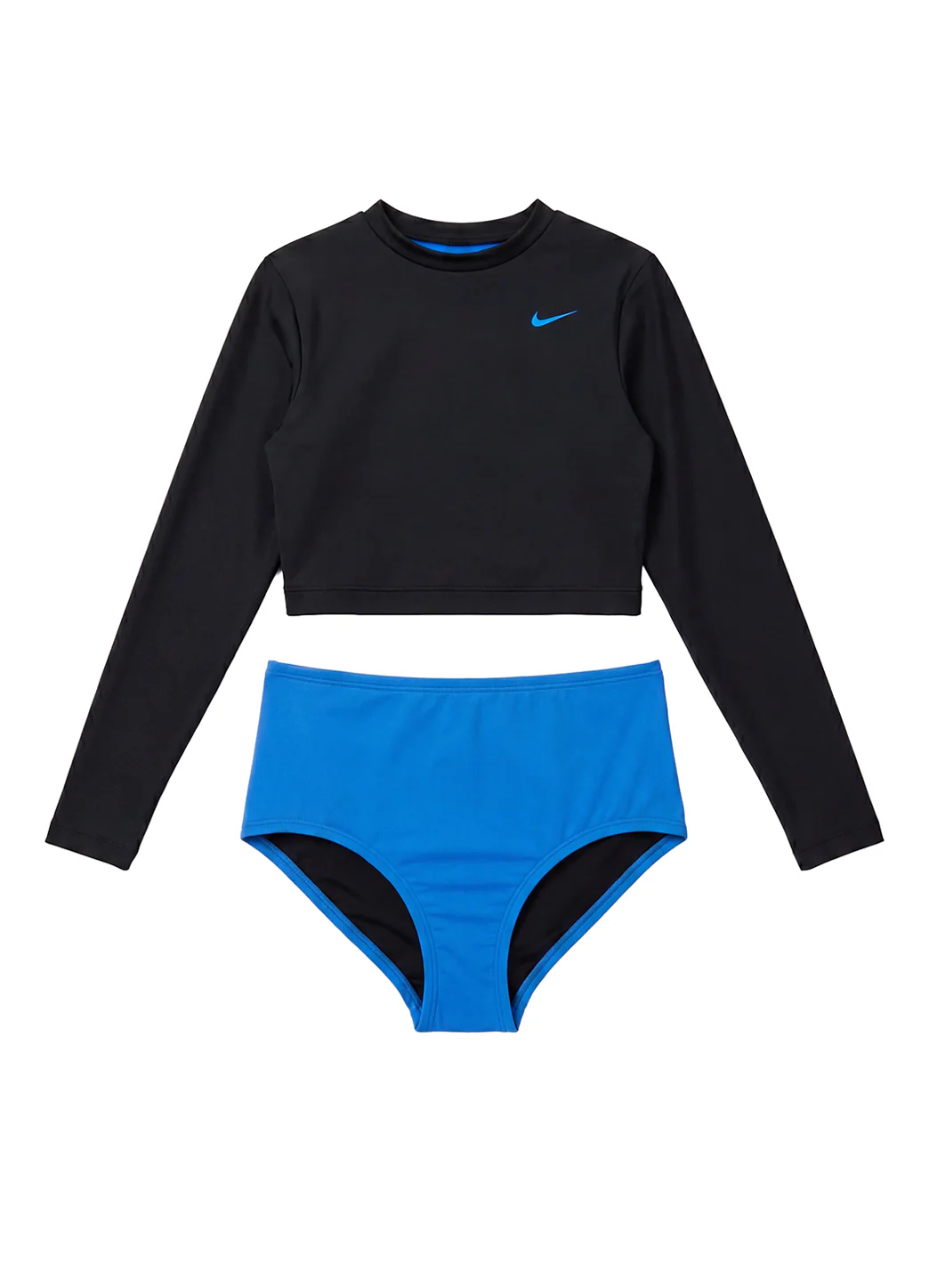 Nike Girl's Solid Essential Long Sleeve Crop Two Piece Bikini Set (Big Kid)