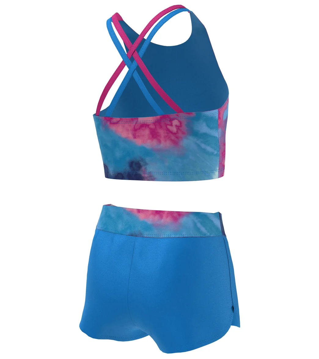 Nike Girls' Tie Dye Spiderback Two Piece Mid Bikini Set (Big Kid) - Image 10
