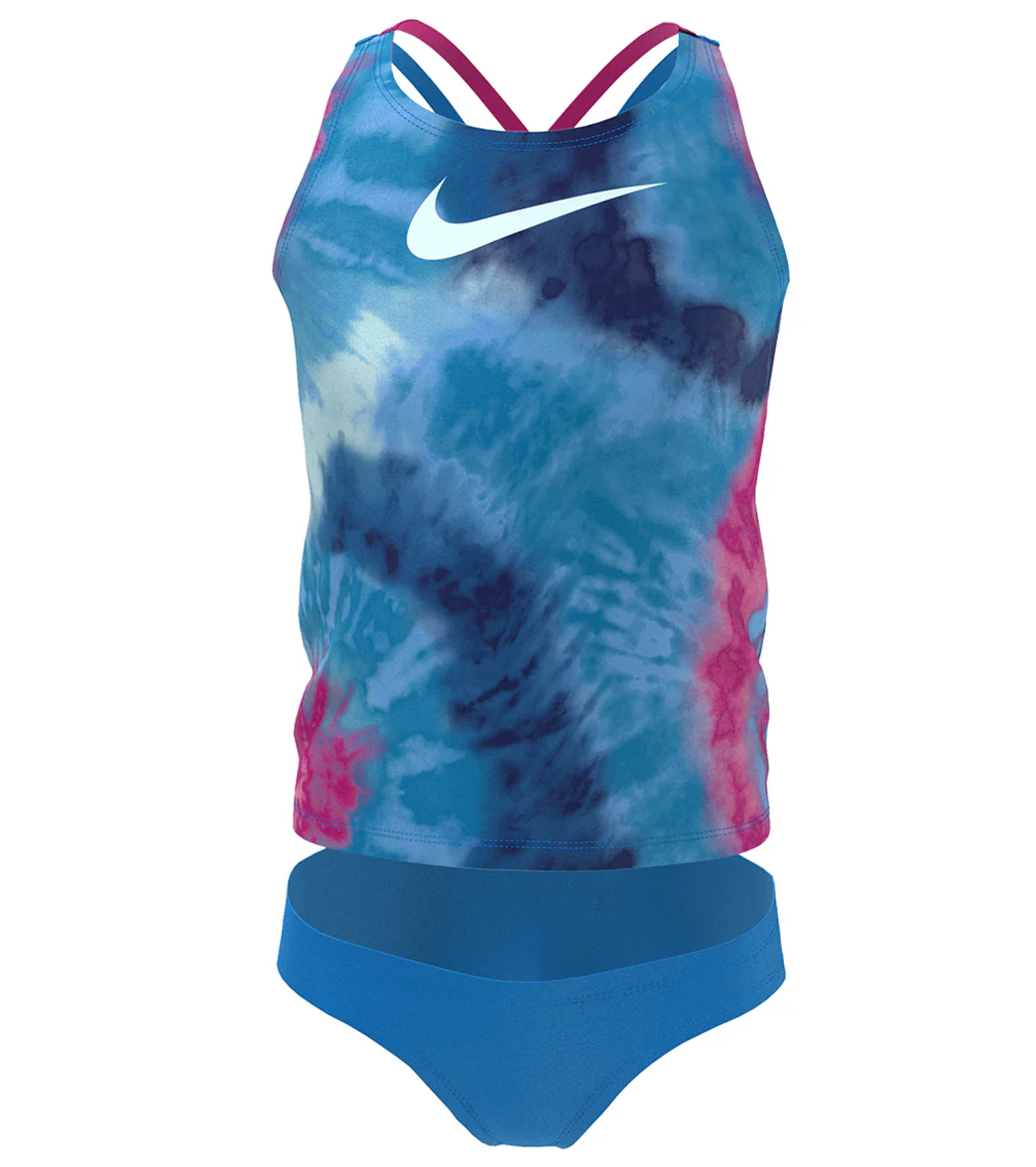 Nike Girls' Tie Dye Spiderback Two Piece Tankini Set (Big Kid) - Image 14