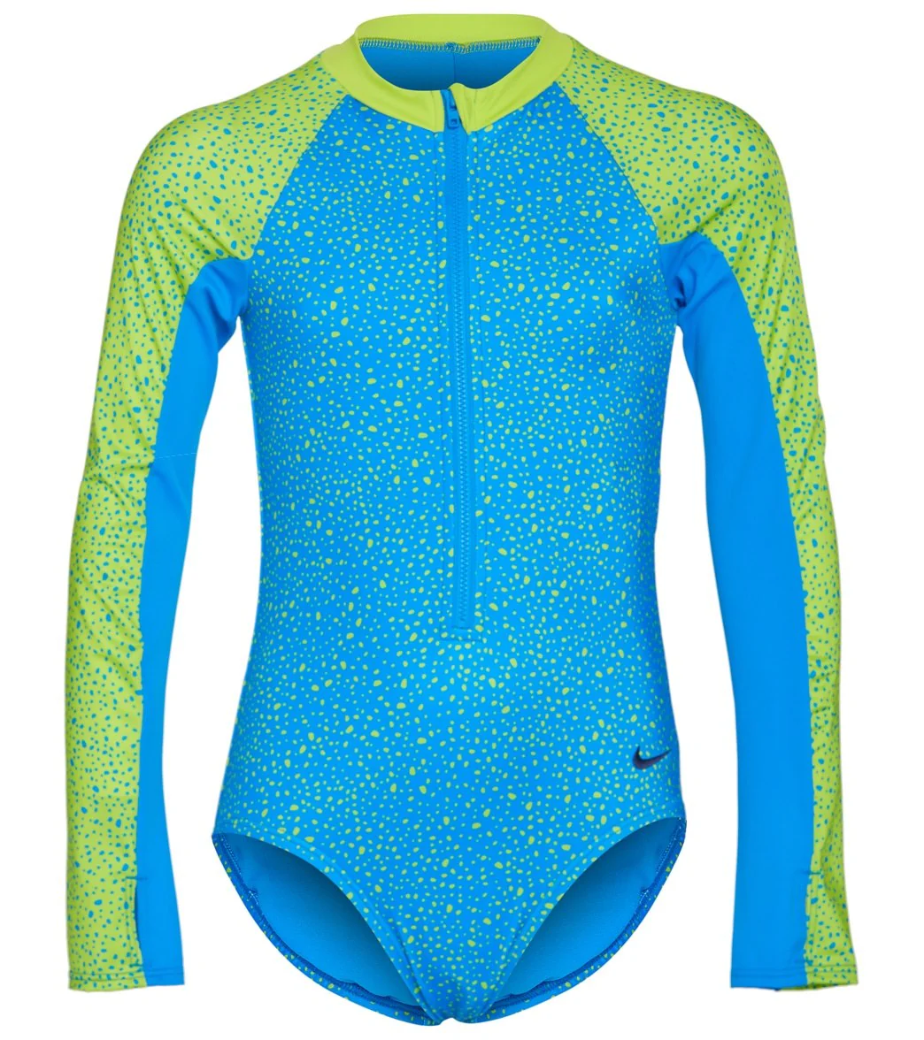 Nike Girls' Water Dots Long Sleeve One Piece Swimsuit (Big Kid)