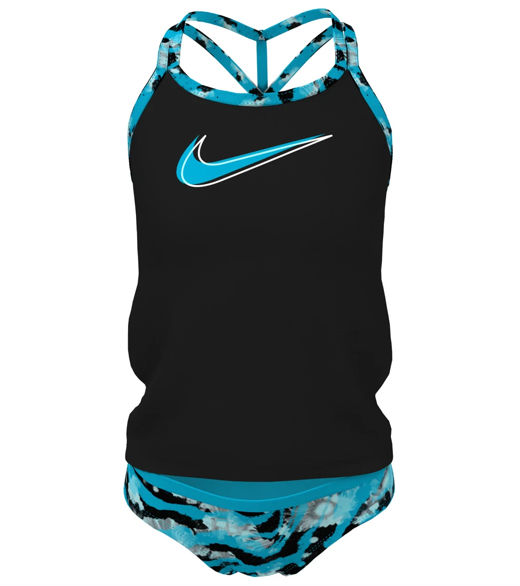 Nike Girls' Watercolor T-Crossback Two Piece Tankini Set (Big Kid) - Image 14