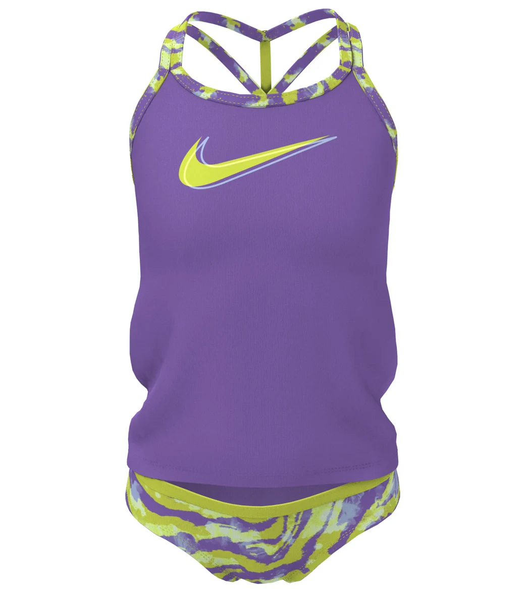 Nike Girls' Watercolor T-Crossback Two Piece Tankini Set (Big Kid) - Image 5