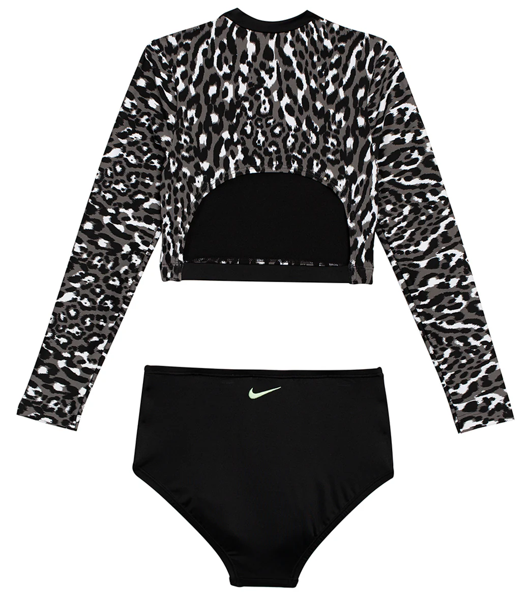 Nike Girls' Wild Long Sleeve Two Piece Swimsuit Set (Big Kid) - Image 11