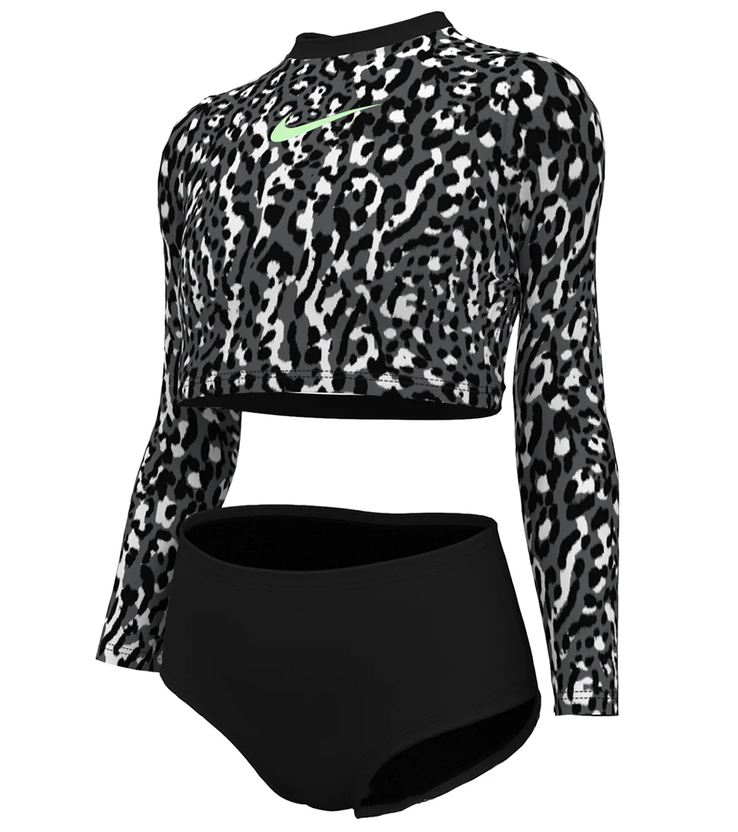 Nike Girls' Wild Long Sleeve Two Piece Swimsuit Set (Big Kid) - Image 13