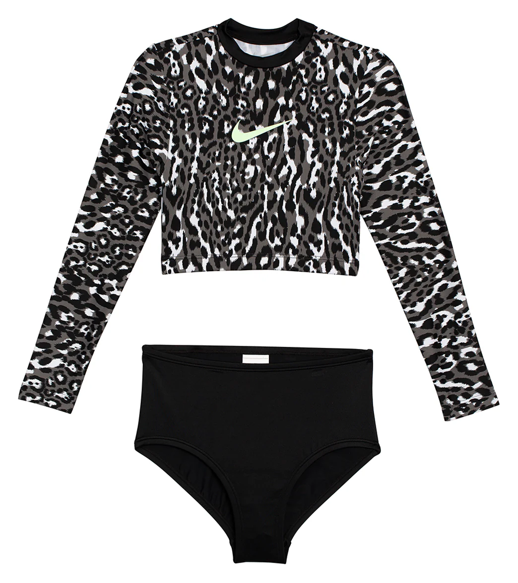 Nike Girls' Wild Long Sleeve Two Piece Swimsuit Set (Big Kid) - Image 16