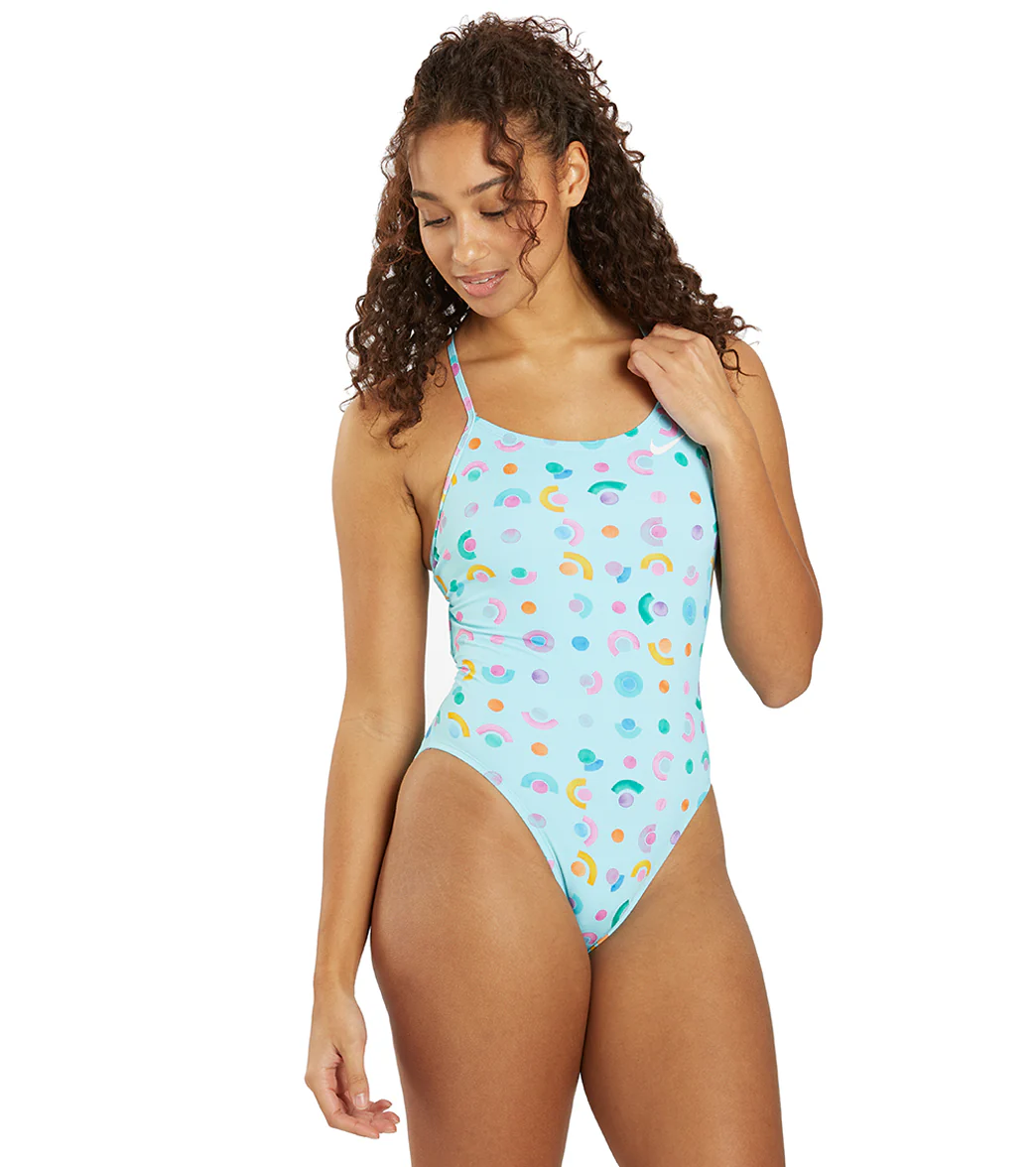 Nike Women's HydraStrong Print Lace Up Tie Back One Piece Swimsuit - Image 8