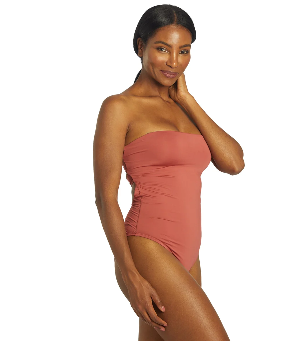 Nike Women's Solid Lace-Up Back Bandeau One Piece Swimsuit - Image 10