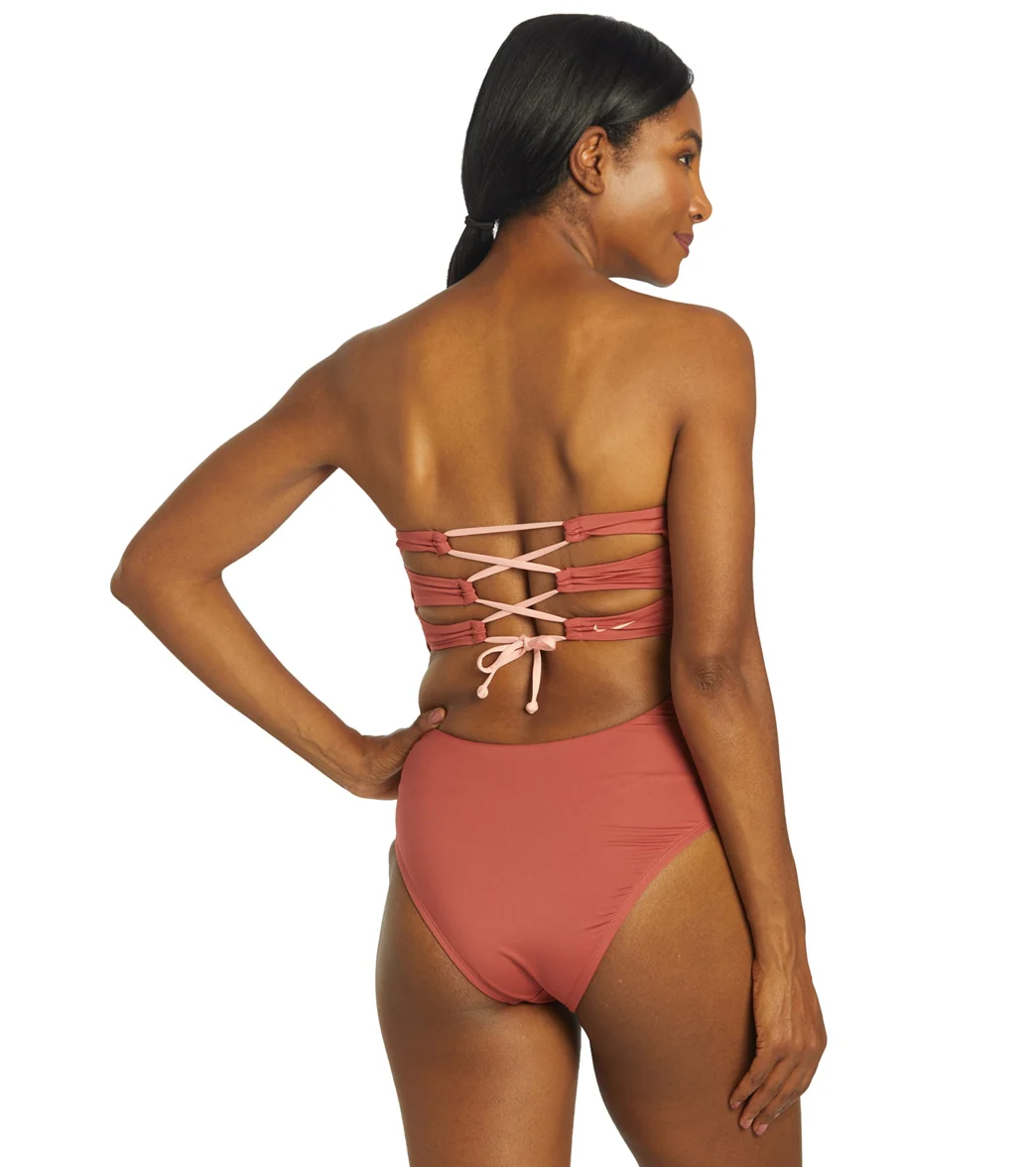 Nike Women's Solid Lace-Up Back Bandeau One Piece Swimsuit - Image 11